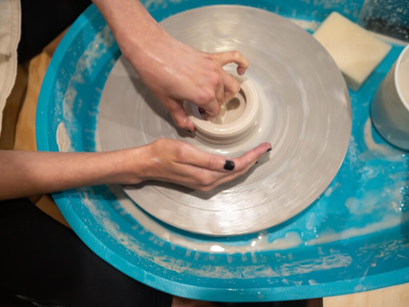 Aerial shot of pottery wheel